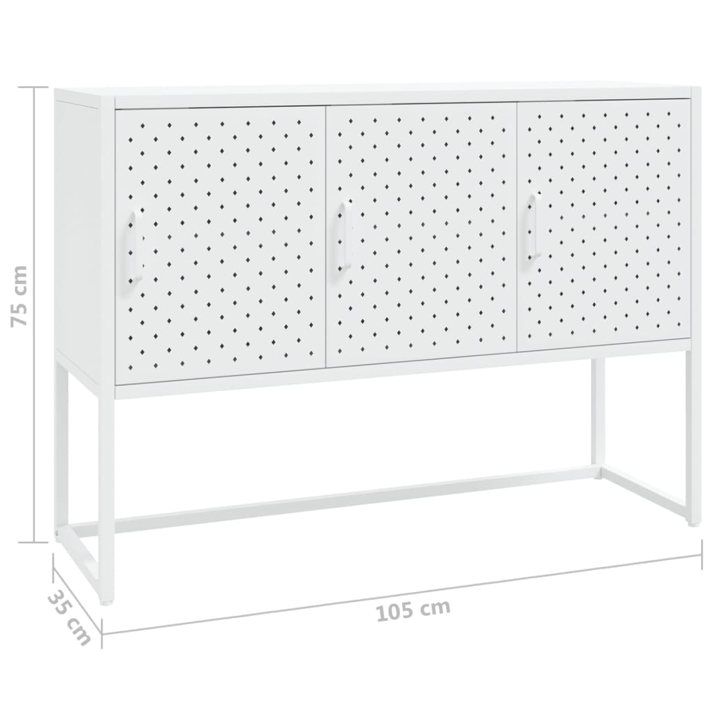 vidaXL Szafka boczna, biała, 105x35x75 cm, stal