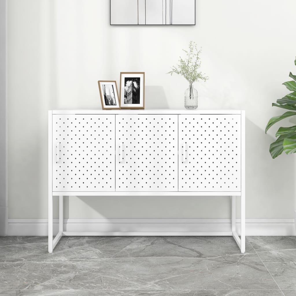 vidaXL Szafka boczna, biała, 105x35x75 cm, stal