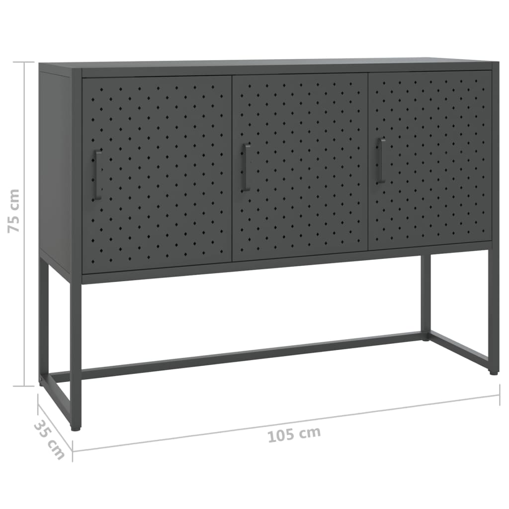 vidaXL Szafka boczna, antracytowa, 105x35x75 cm, stal