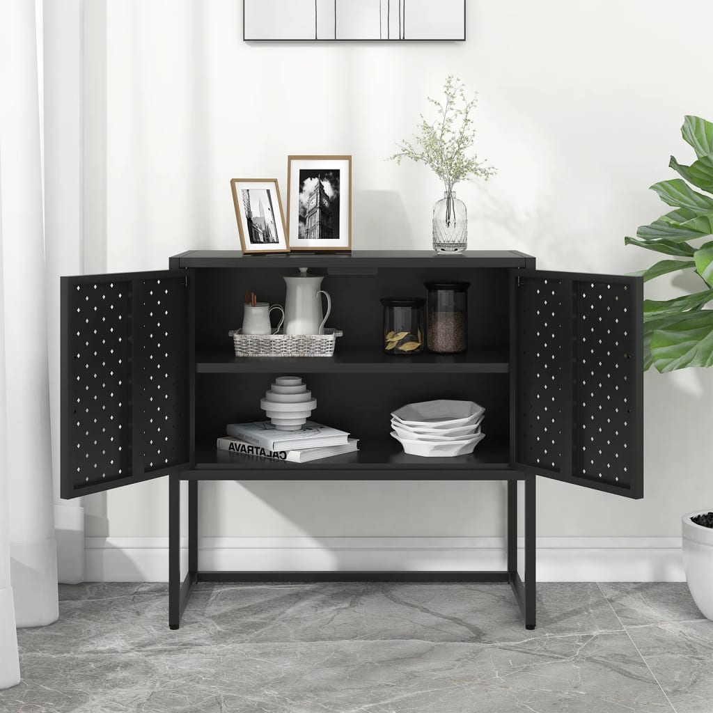 vidaXL Szafka boczna, czarna, 75x35x75 cm, stal