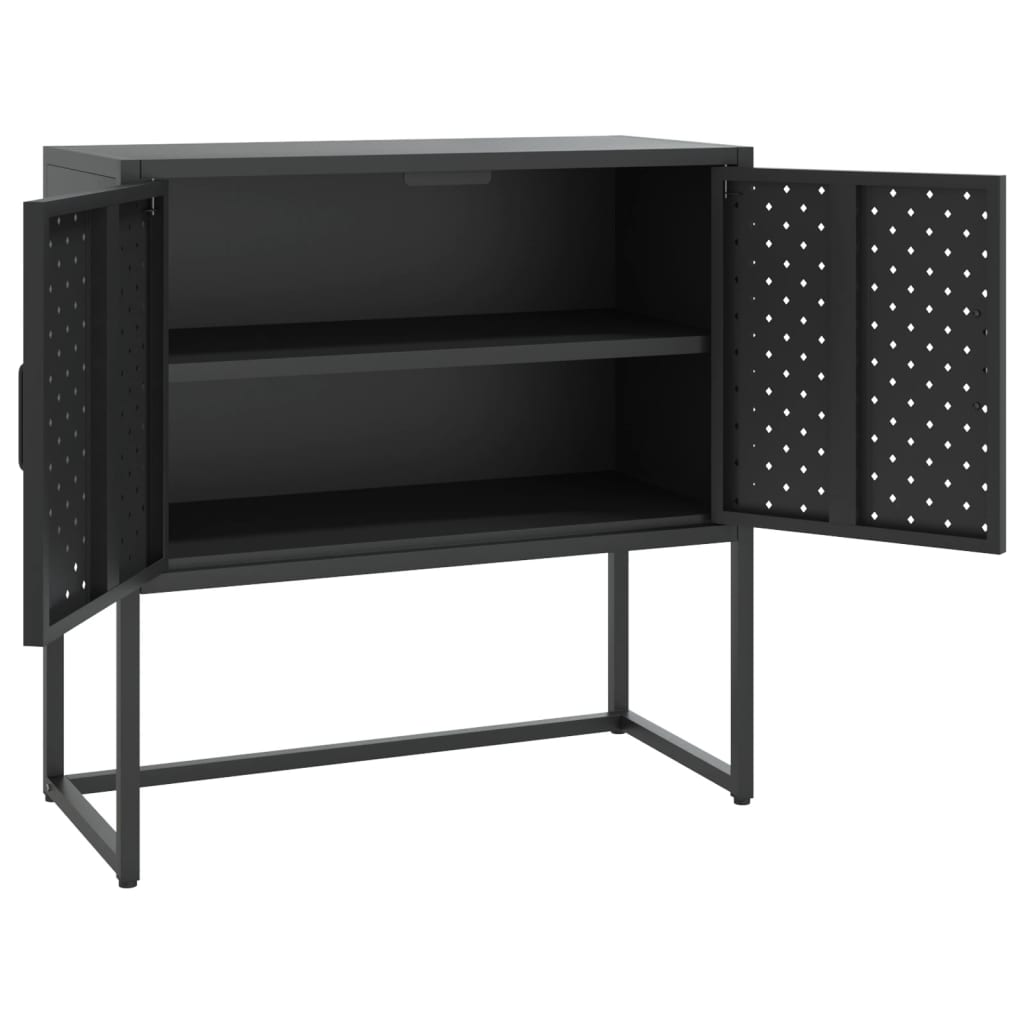 vidaXL Szafka boczna, czarna, 75x35x75 cm, stal