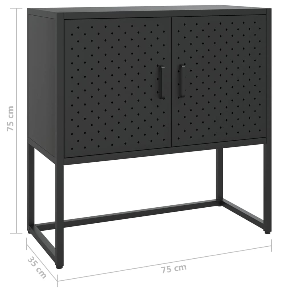 vidaXL Szafka boczna, czarna, 75x35x75 cm, stal