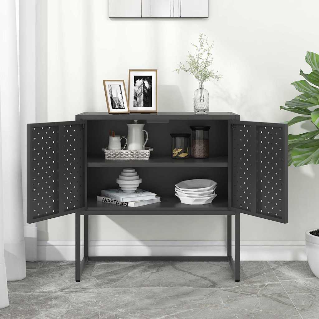 vidaXL Szafka boczna, antracytowa, 75x35x75 cm, stal