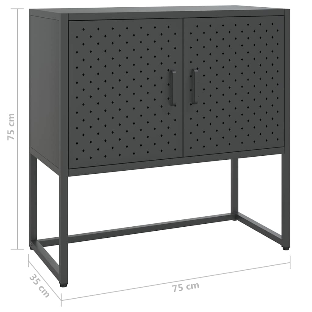 vidaXL Szafka boczna, antracytowa, 75x35x75 cm, stal