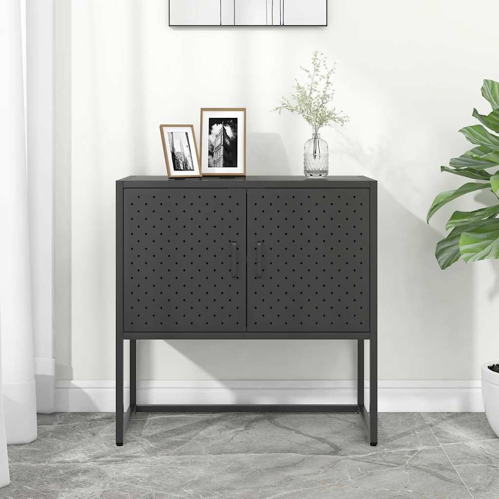 vidaXL Szafka boczna, antracytowa, 75x35x75 cm, stal