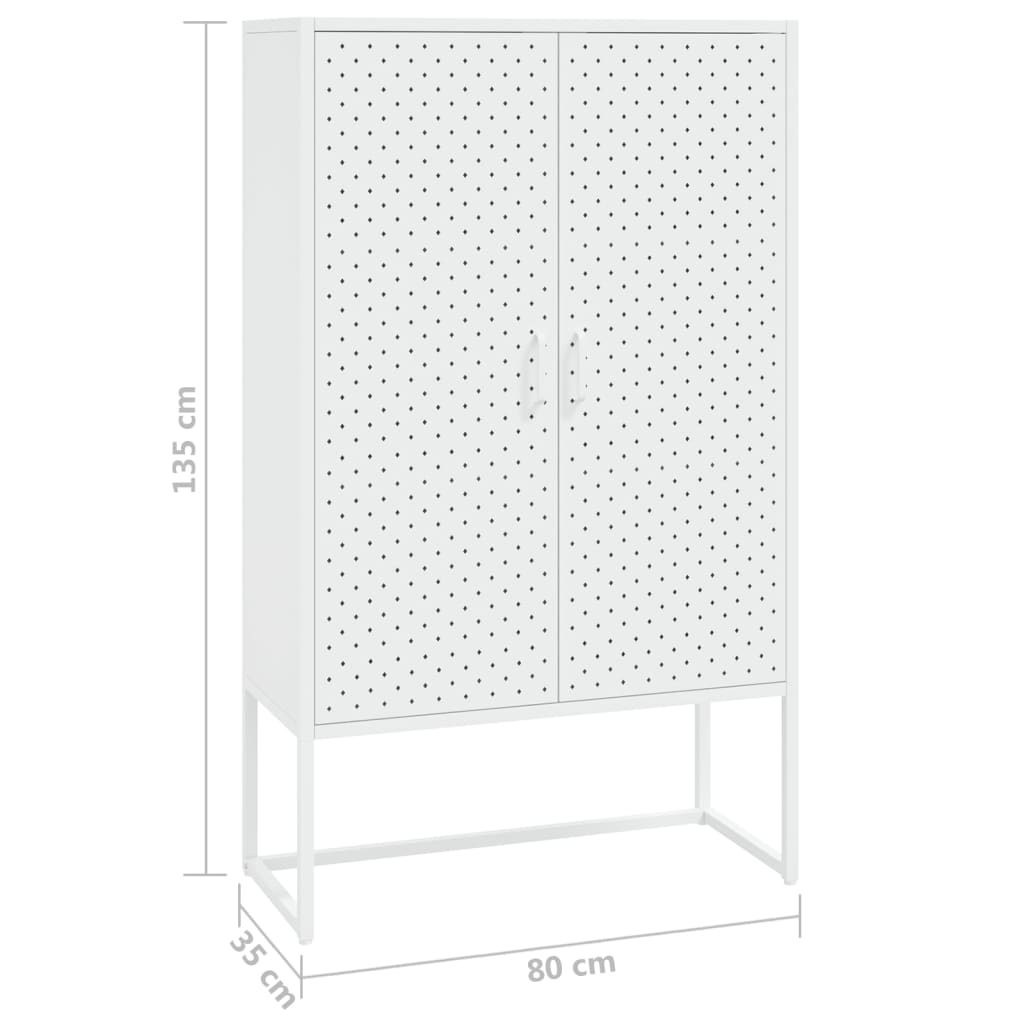 vidaXL Szafka, biała, 80x35x135 cm, stal
