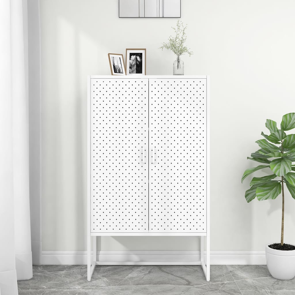 vidaXL Szafka, biała, 80x35x135 cm, stal
