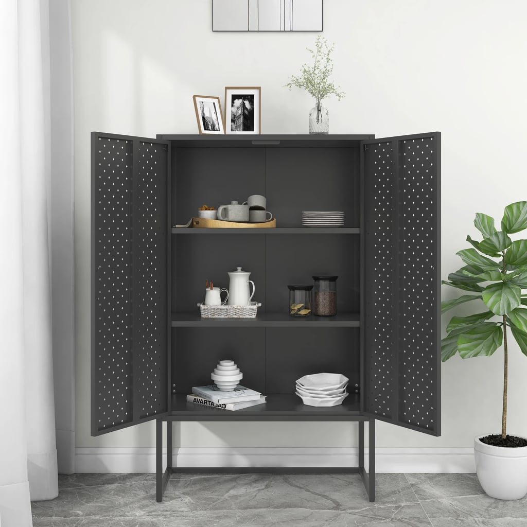 vidaXL Szafka, antracytowa, 80x35x135 cm, stal