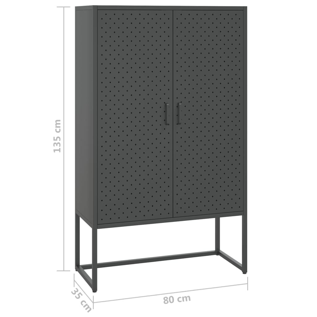vidaXL Szafka, antracytowa, 80x35x135 cm, stal