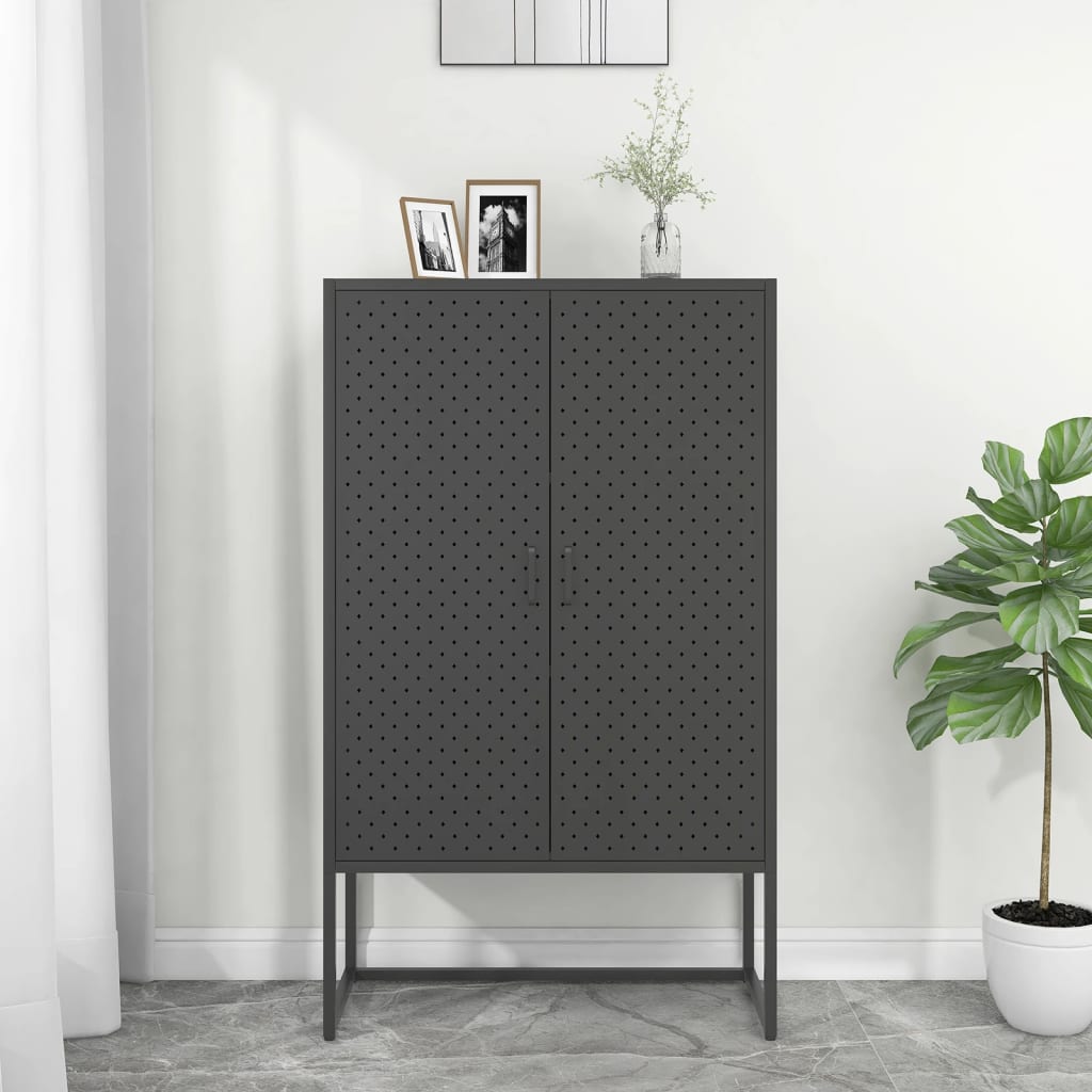 vidaXL Szafka, antracytowa, 80x35x135 cm, stal