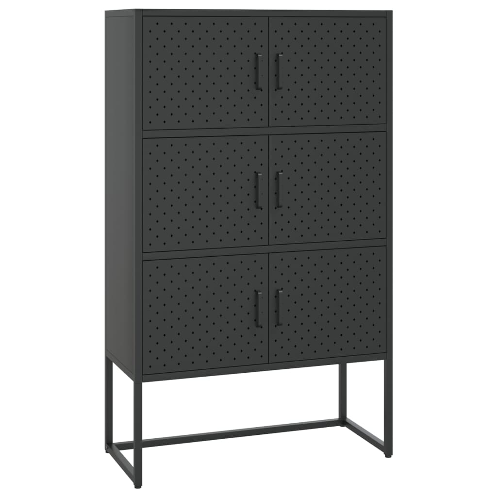 vidaXL Szafka, czarna, 80x35x135 cm, stal