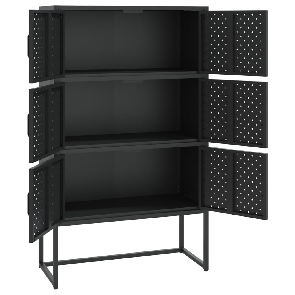 vidaXL Szafka, czarna, 80x35x135 cm, stal