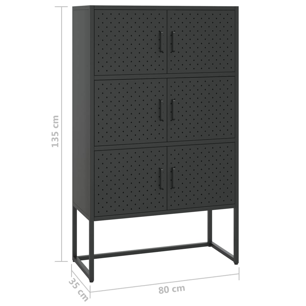 vidaXL Szafka, czarna, 80x35x135 cm, stal