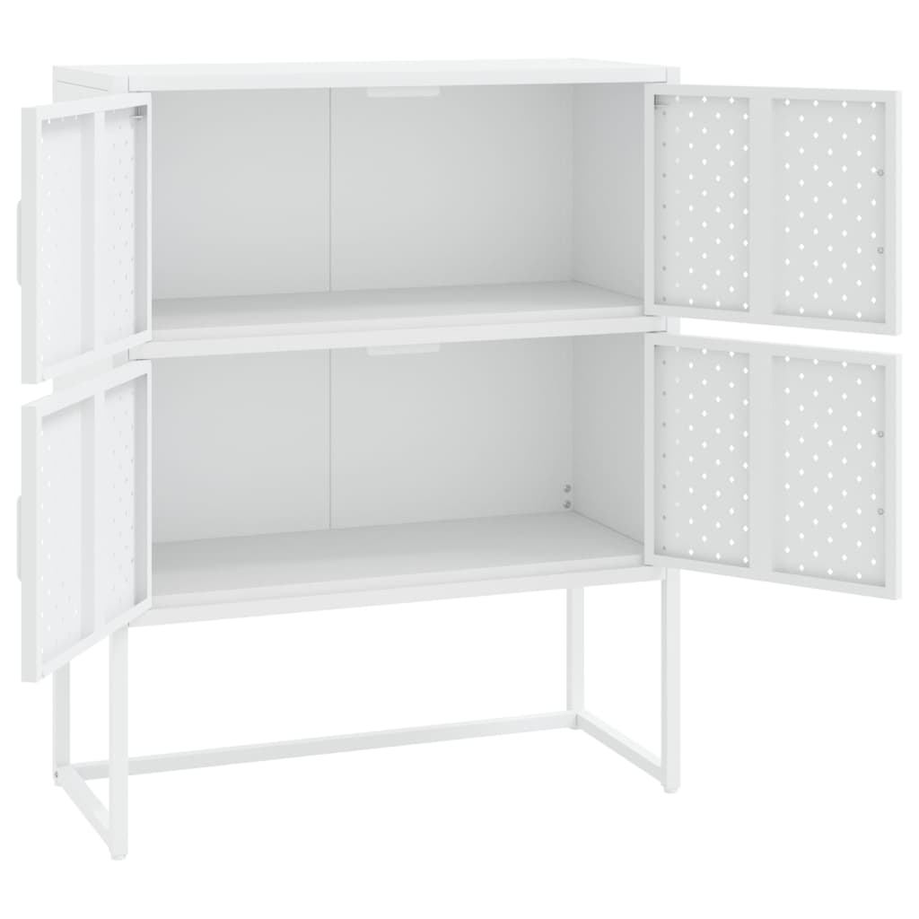 vidaXL Szafka, biała, 80x35x100 cm, stal