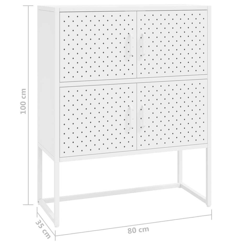 vidaXL Szafka, biała, 80x35x100 cm, stal