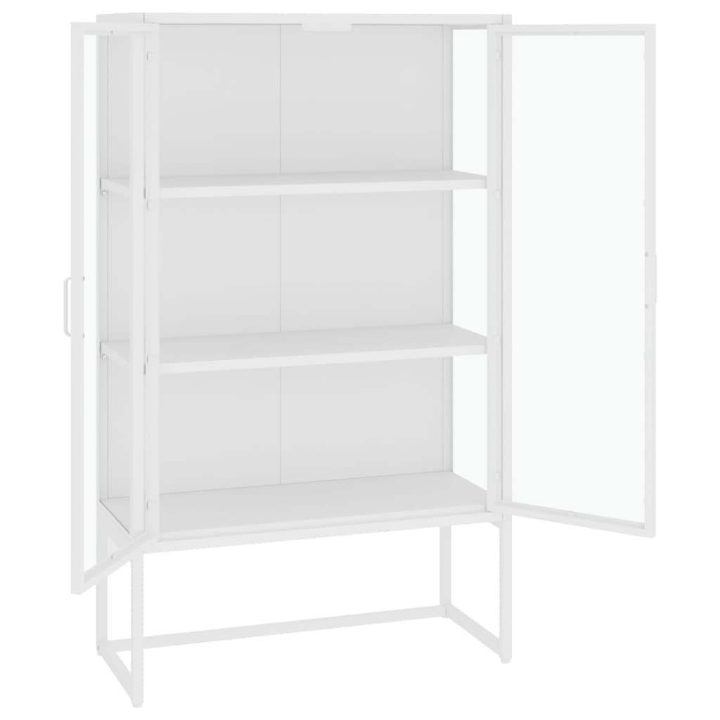 vidaXL Szafka, biała, 80x35x135 cm, stal i hartowane szkło