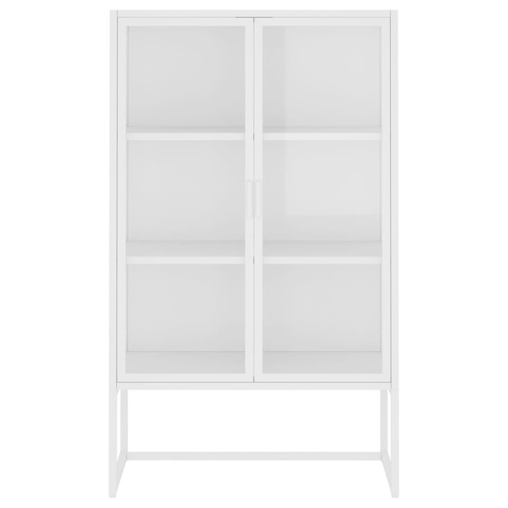 vidaXL Szafka, biała, 80x35x135 cm, stal i hartowane szkło