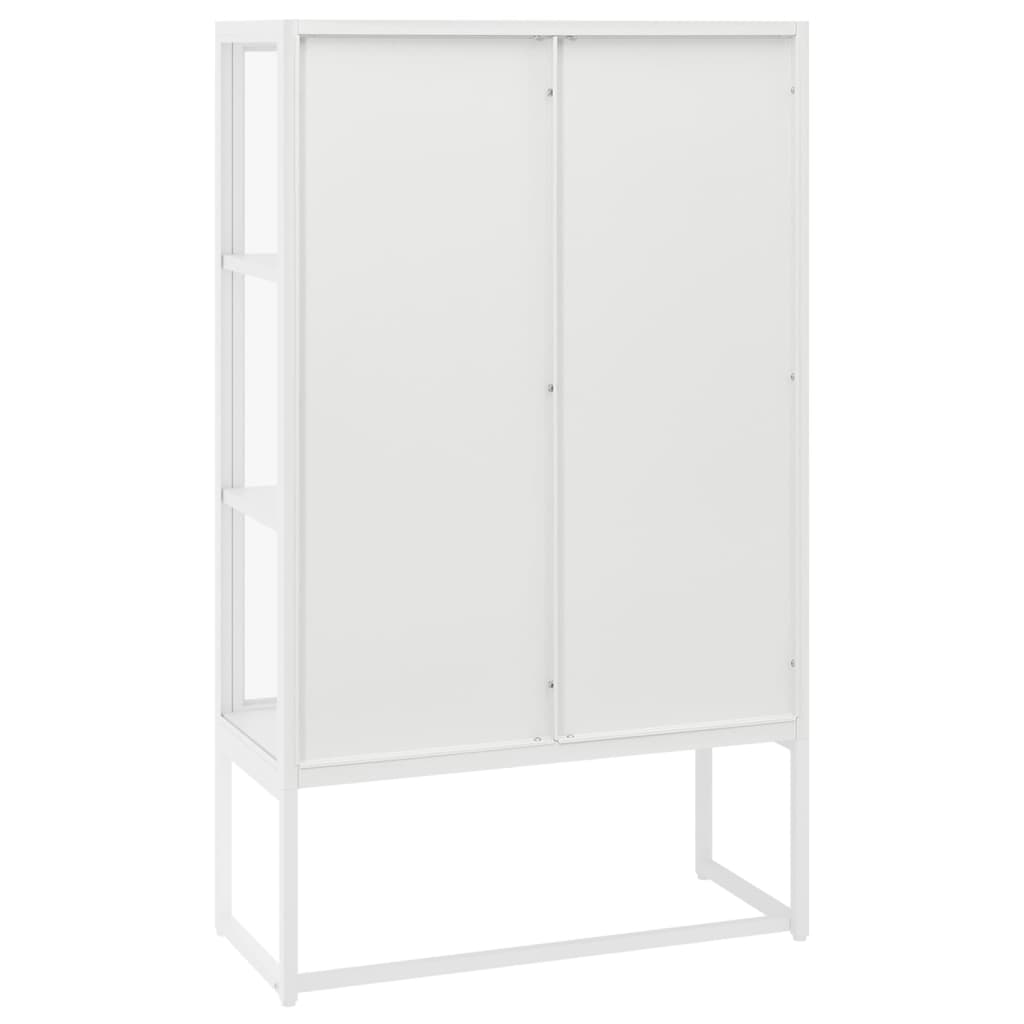vidaXL Szafka, biała, 80x35x135 cm, stal i hartowane szkło