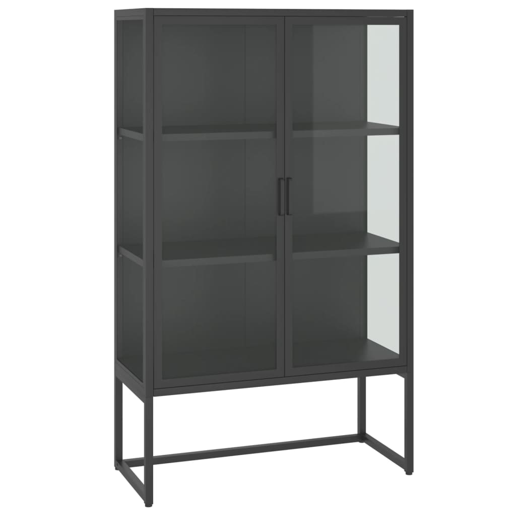 vidaXL Szafka, antracytowa, 80x35x135 cm, stal i hartowane szkło