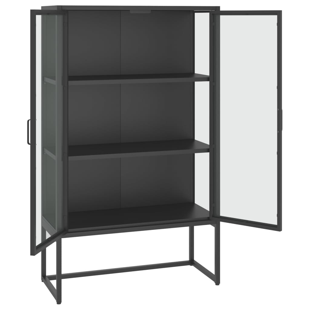 vidaXL Szafka, antracytowa, 80x35x135 cm, stal i hartowane szkło