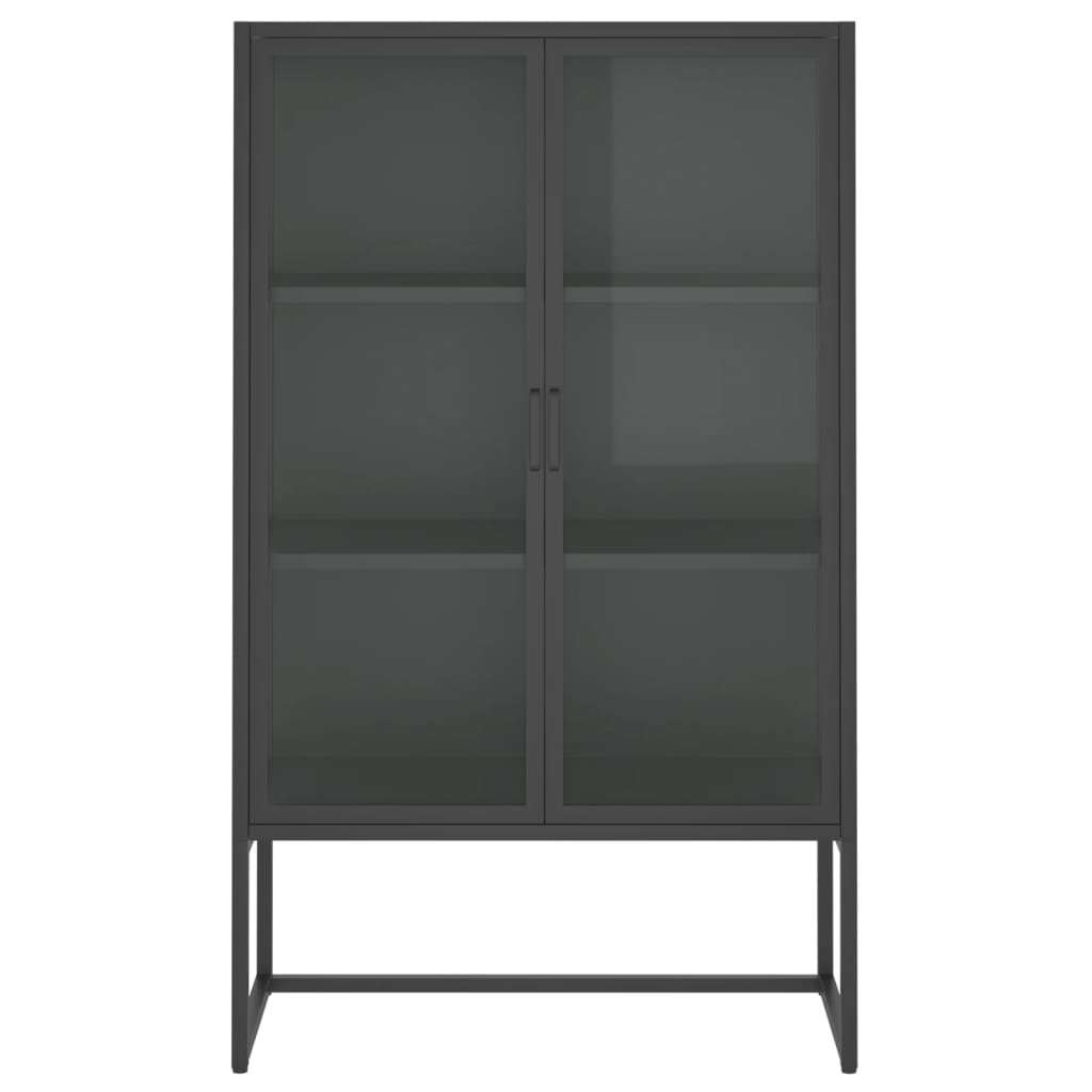 vidaXL Szafka, antracytowa, 80x35x135 cm, stal i hartowane szkło