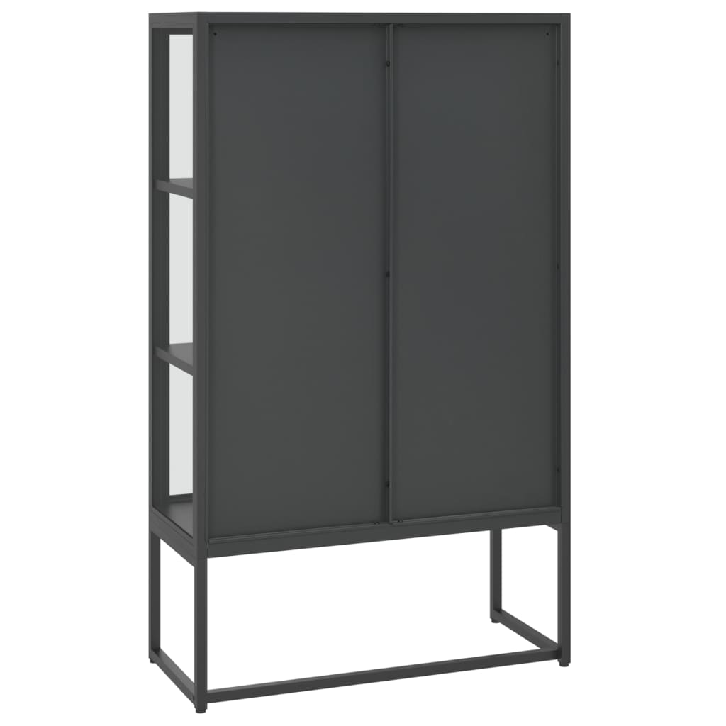 vidaXL Szafka, antracytowa, 80x35x135 cm, stal i hartowane szkło