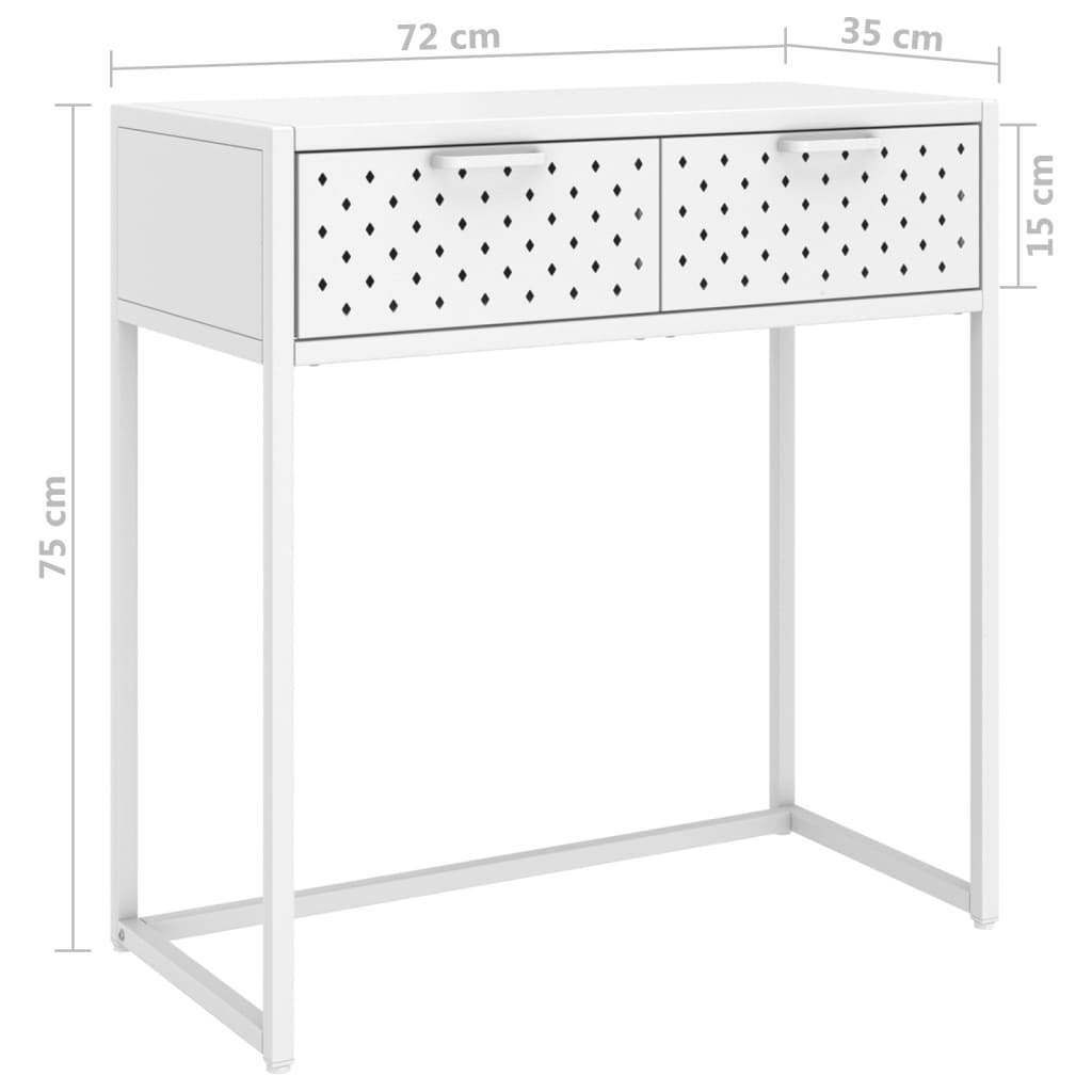 vidaXL Stolik konsolowy, biały, 72x35x75 cm, stalowy
