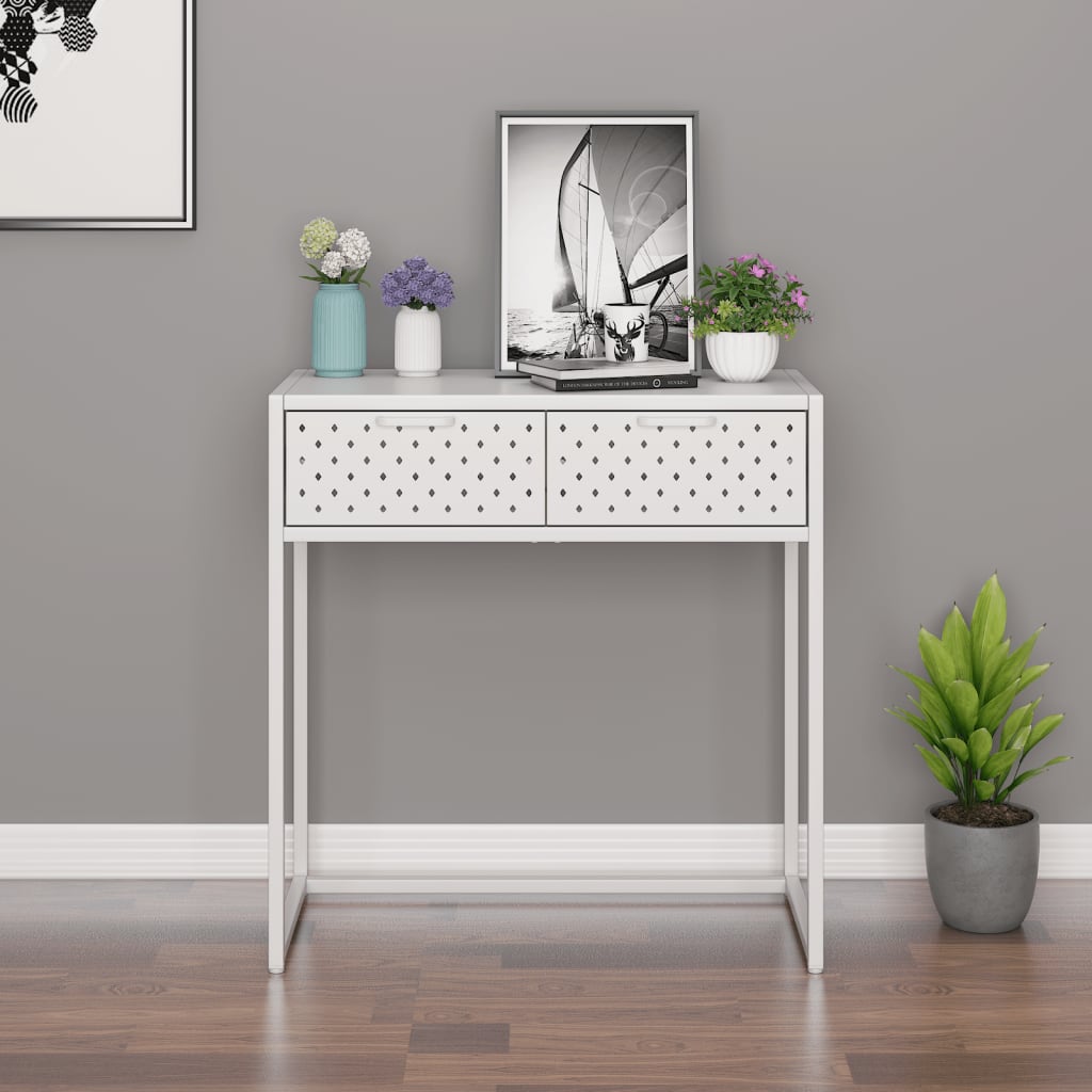 vidaXL Stolik konsolowy, biały, 72x35x75 cm, stalowy