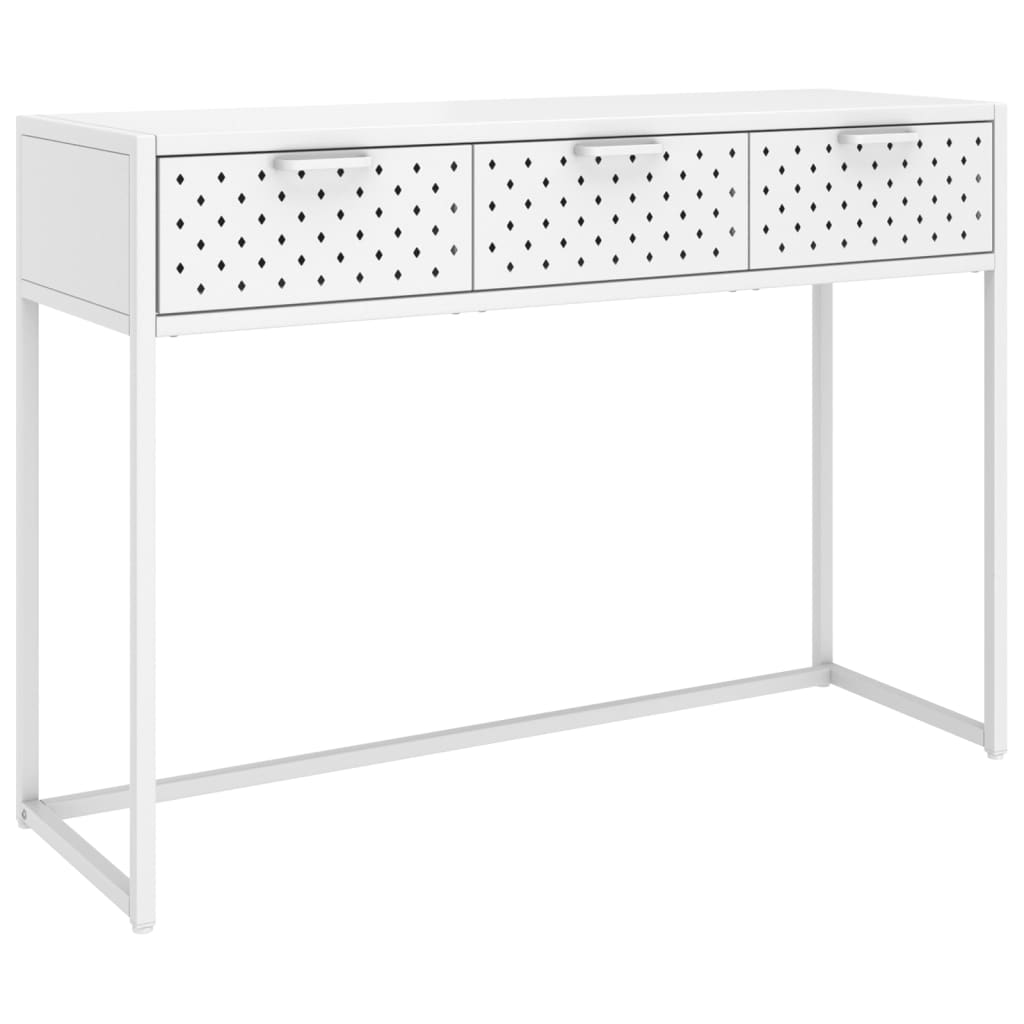 vidaXL Stolik konsolowy, biały, 106x35x75 cm, stalowy