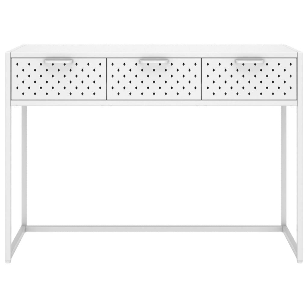 vidaXL Stolik konsolowy, biały, 106x35x75 cm, stalowy