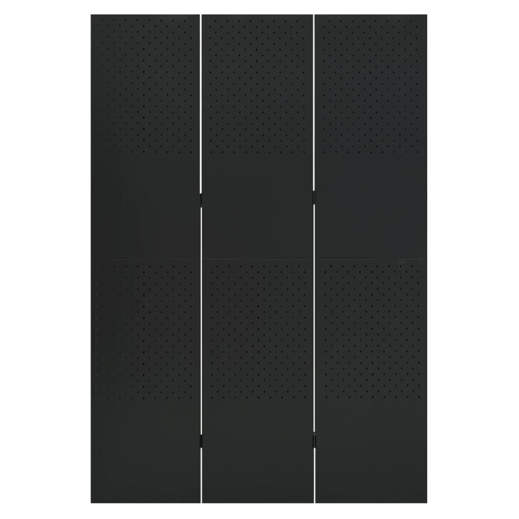 vidaXL Parawan 3-panelowy, czarny, 120 x 180 cm, stalowy