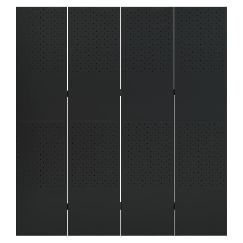 vidaXL Parawan 4-panelowy, czarny, 160 x 180 cm, stalowy