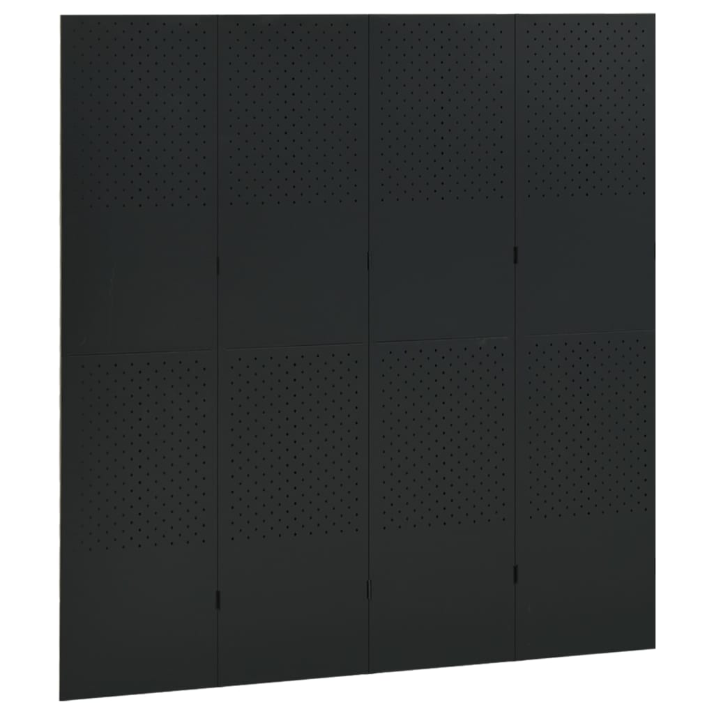vidaXL Parawan 4-panelowy, czarny, 160 x 180 cm, stalowy