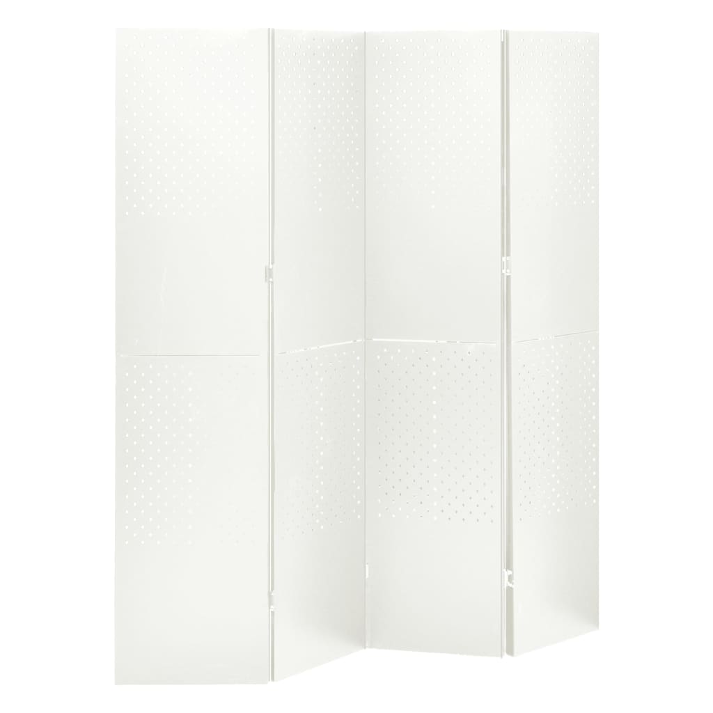 vidaXL Parawan 4-panelowy, biały, 160 x 180 cm, stalowy