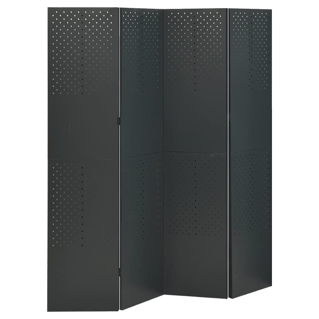 vidaXL Parawan 4-panelowy, antracytowy, 160 x 180 cm, stalowy