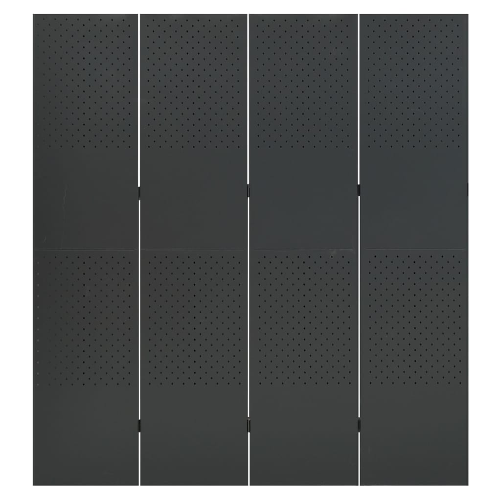 vidaXL Parawan 4-panelowy, antracytowy, 160 x 180 cm, stalowy
