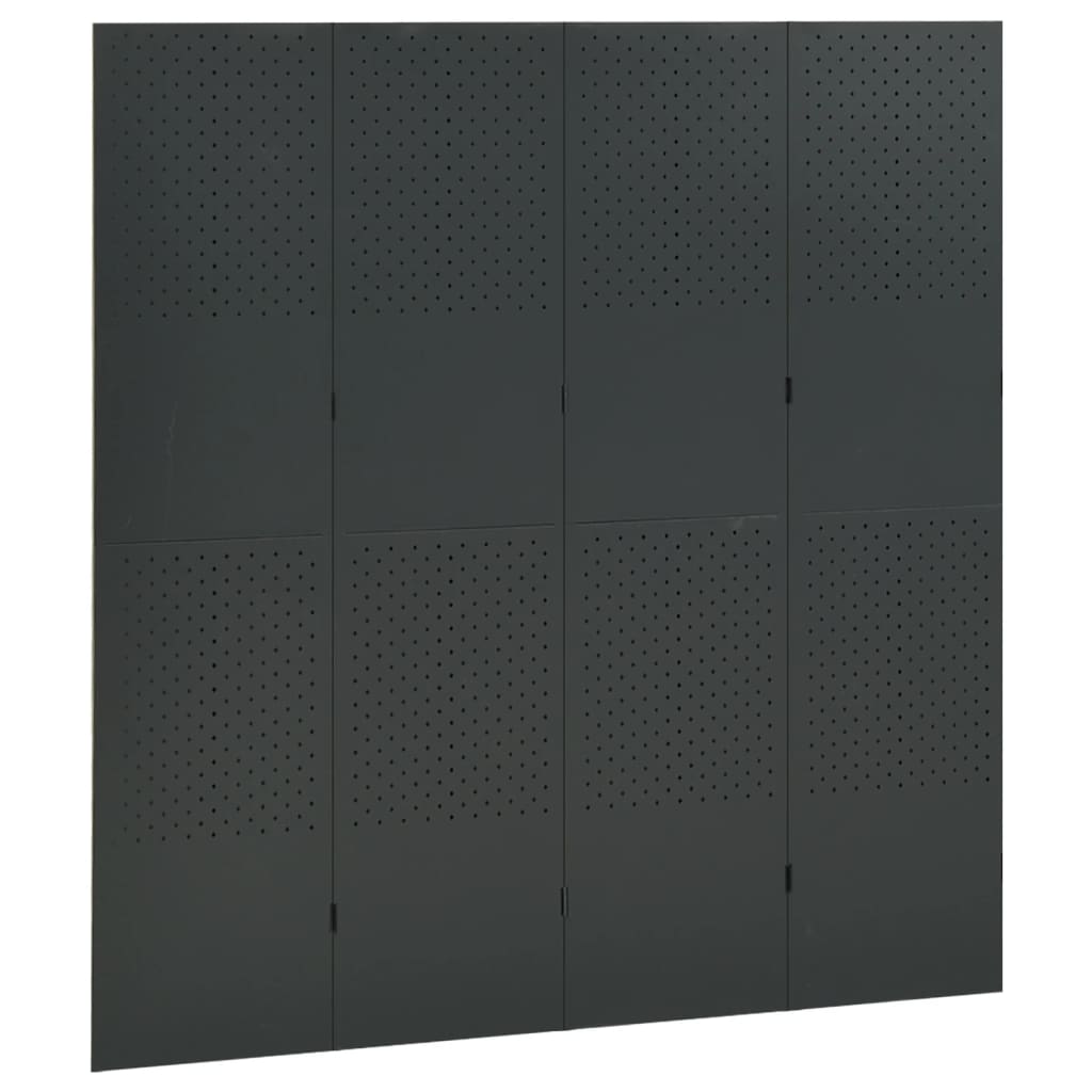 vidaXL Parawan 4-panelowy, antracytowy, 160 x 180 cm, stalowy