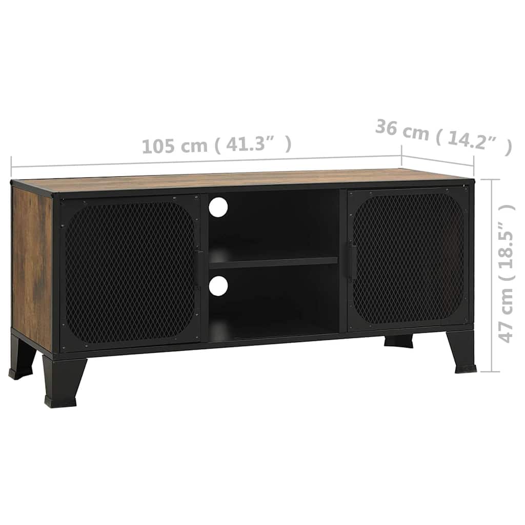 vidaXL Szafka pod telewizor, rustykalny brąz, 105x36x47cm, metal i MDF