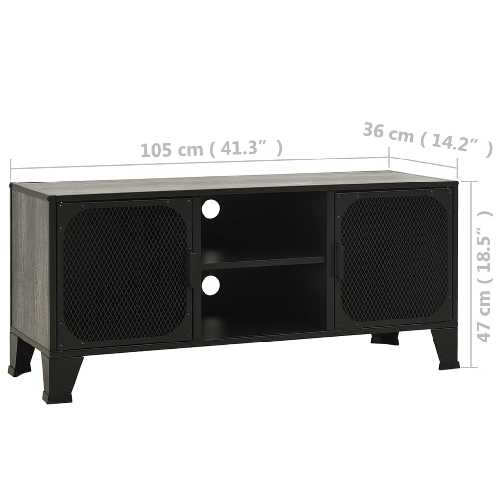 vidaXL Szafka pod telewizor, szara, 105x36x47 cm, metal i MDF
