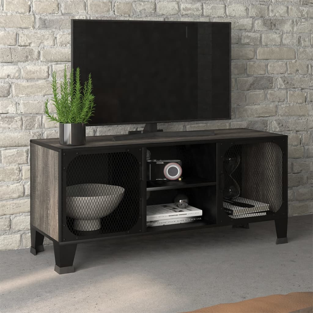 vidaXL Szafka pod telewizor, szara, 105x36x47 cm, metal i MDF