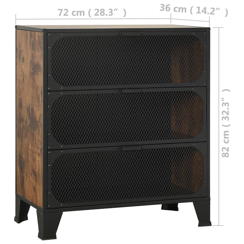 vidaXL Szafka, rustykalny brąz, 72x36x82 cm, metal i MDF