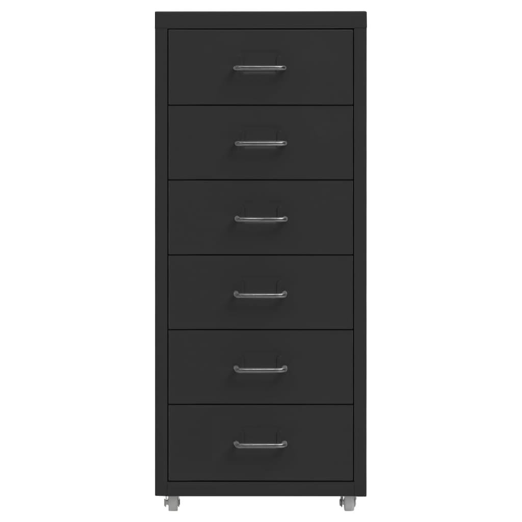 vidaXL Mobilna szafka kartotekowa, czarna, 28x41x69 cm, metalowa