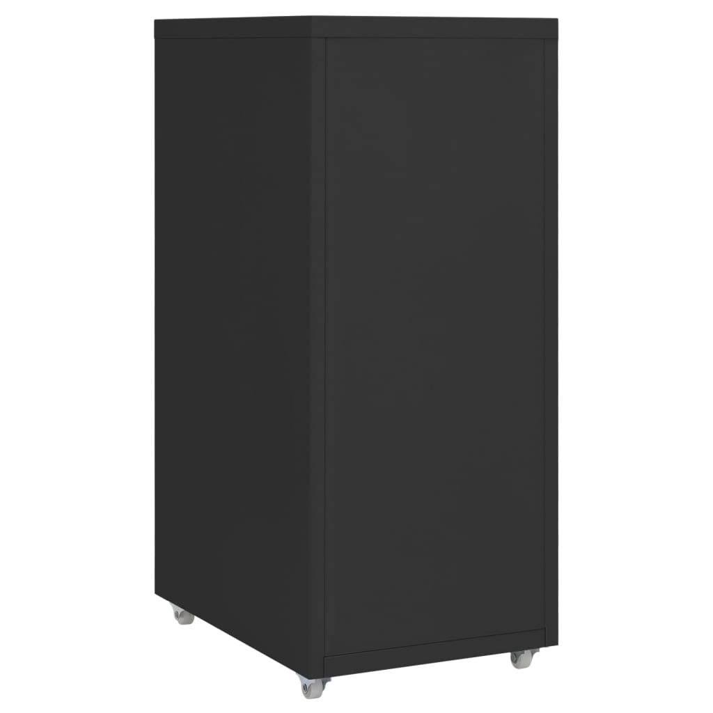 vidaXL Mobilna szafka kartotekowa, czarna, 28x41x69 cm, metalowa