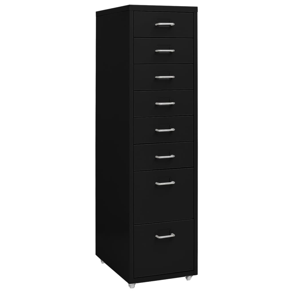 vidaXL Mobilna szafka kartotekowa, czarna, 28x41x109 cm, metalowa