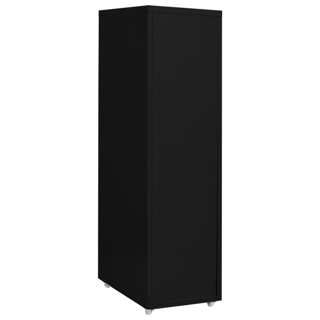 vidaXL Mobilna szafka kartotekowa, czarna, 28x41x109 cm, metalowa