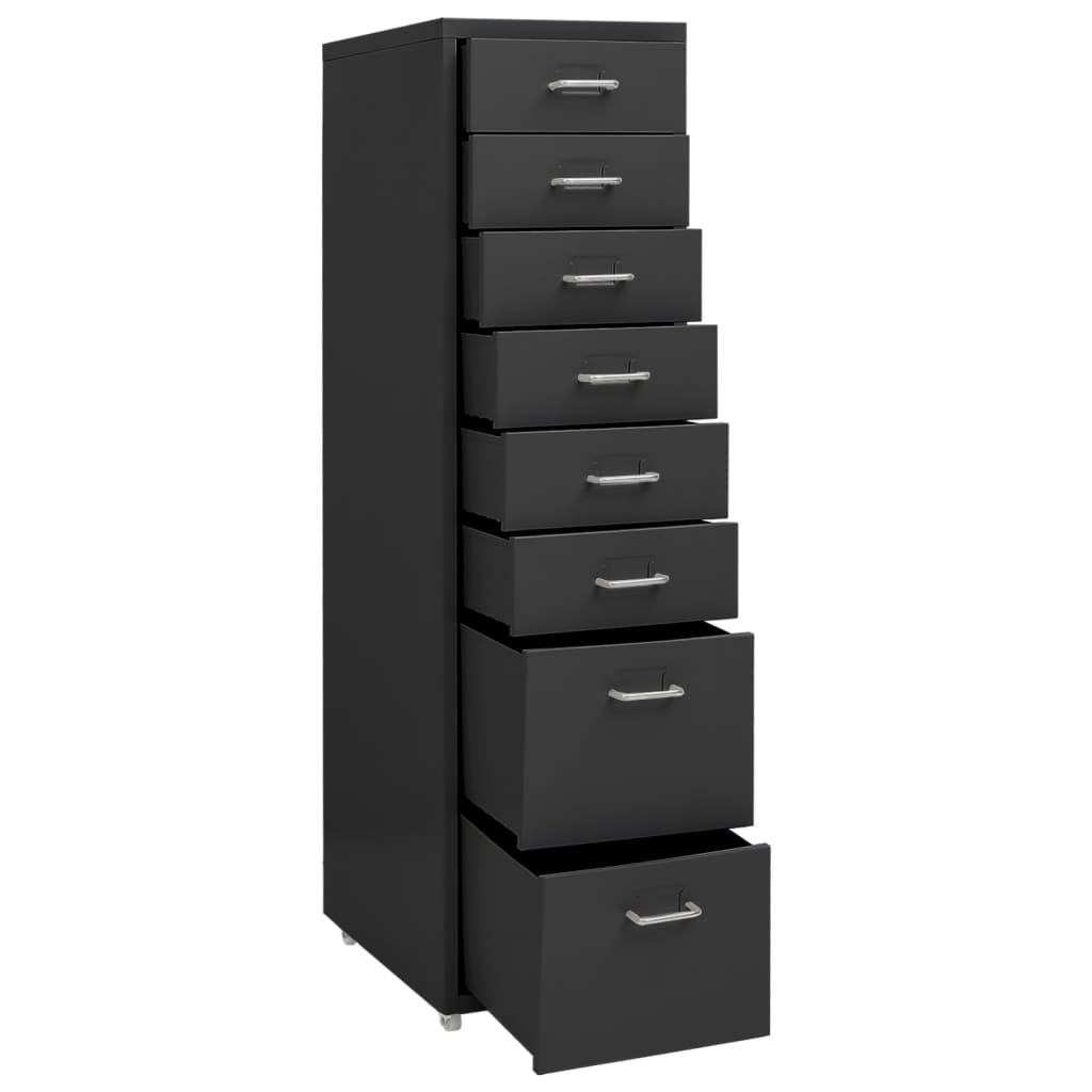 vidaXL Mobilna szafka kartotekowa, antracytowa, 28x41x109 cm, metalowa