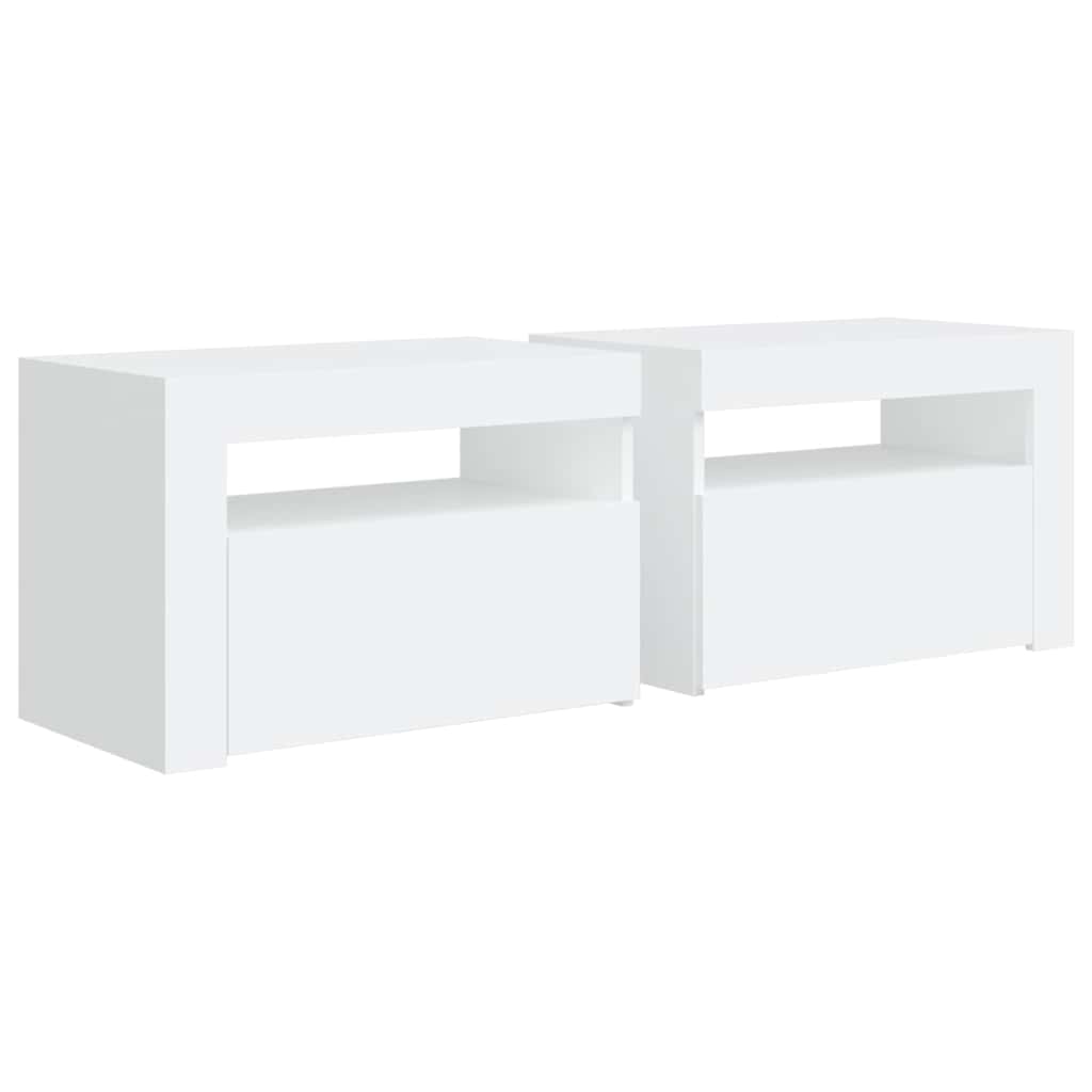 vidaXL Szafki nocne z LED, 2 szt., białe, 60x35x40 cm