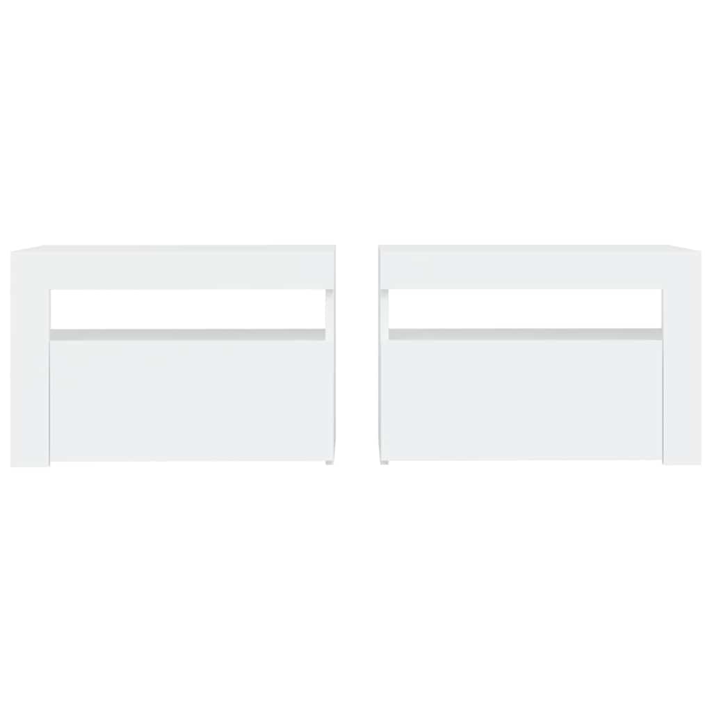vidaXL Szafki nocne z LED, 2 szt., białe, 60x35x40 cm