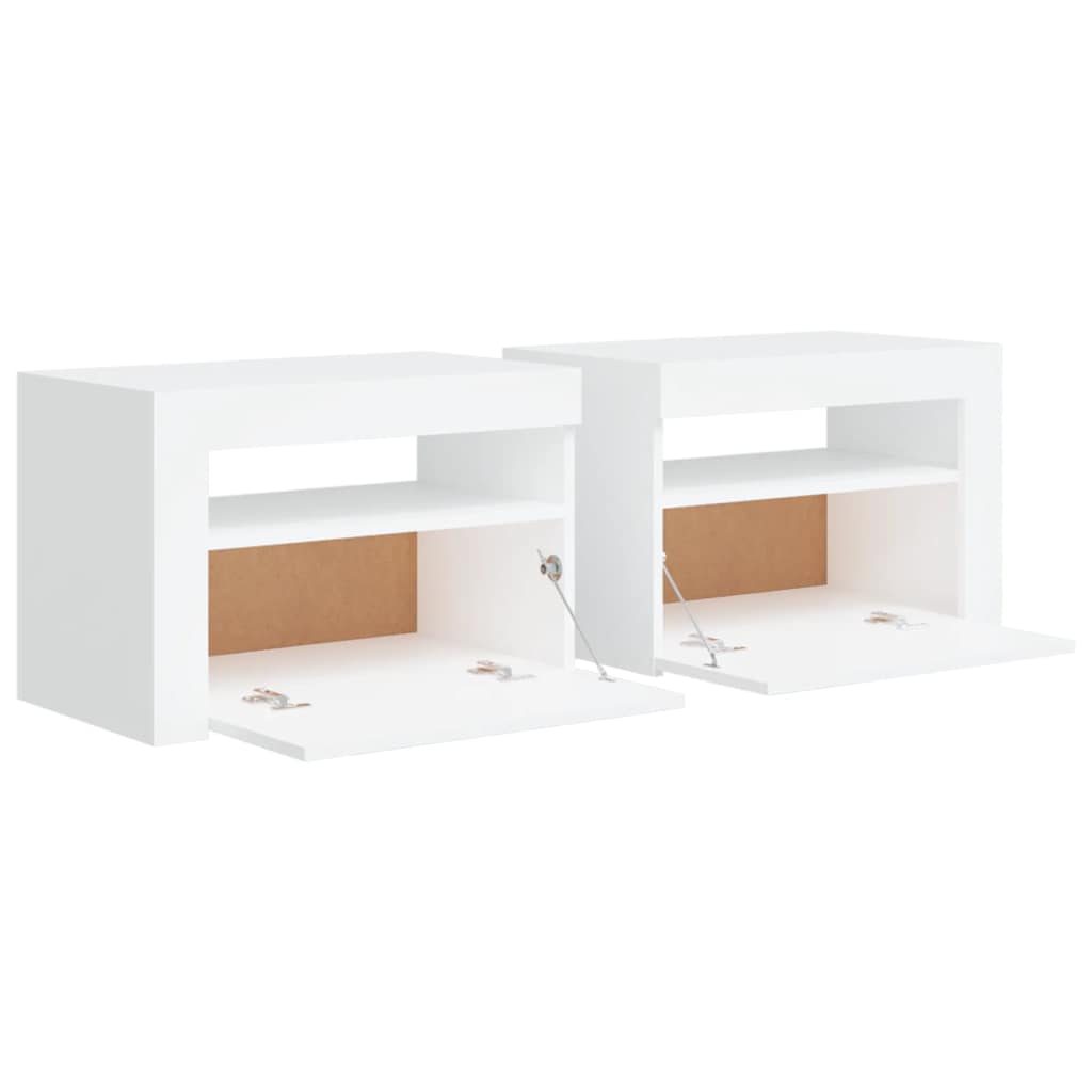 vidaXL Szafki nocne z LED, 2 szt., białe, 60x35x40 cm