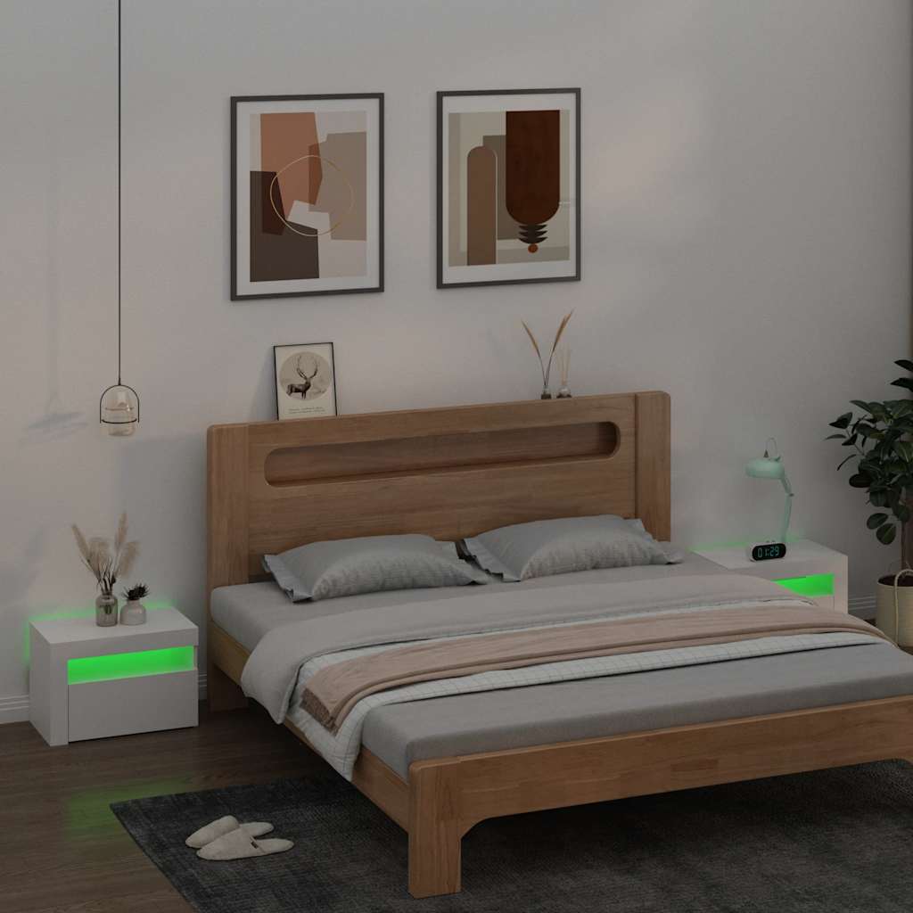 vidaXL Szafki nocne z LED, 2 szt., białe, 60x35x40 cm